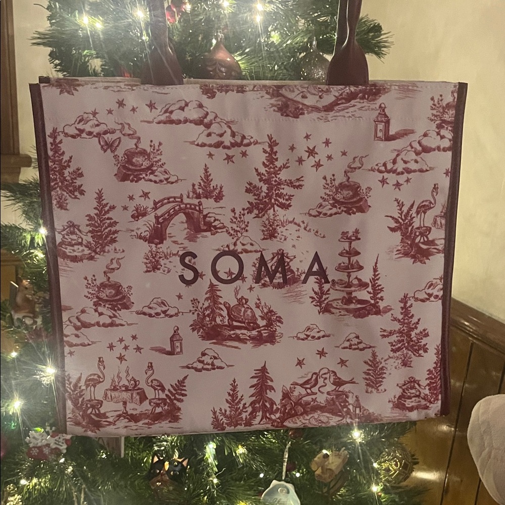 Soma Festive Red and White Holiday Tote